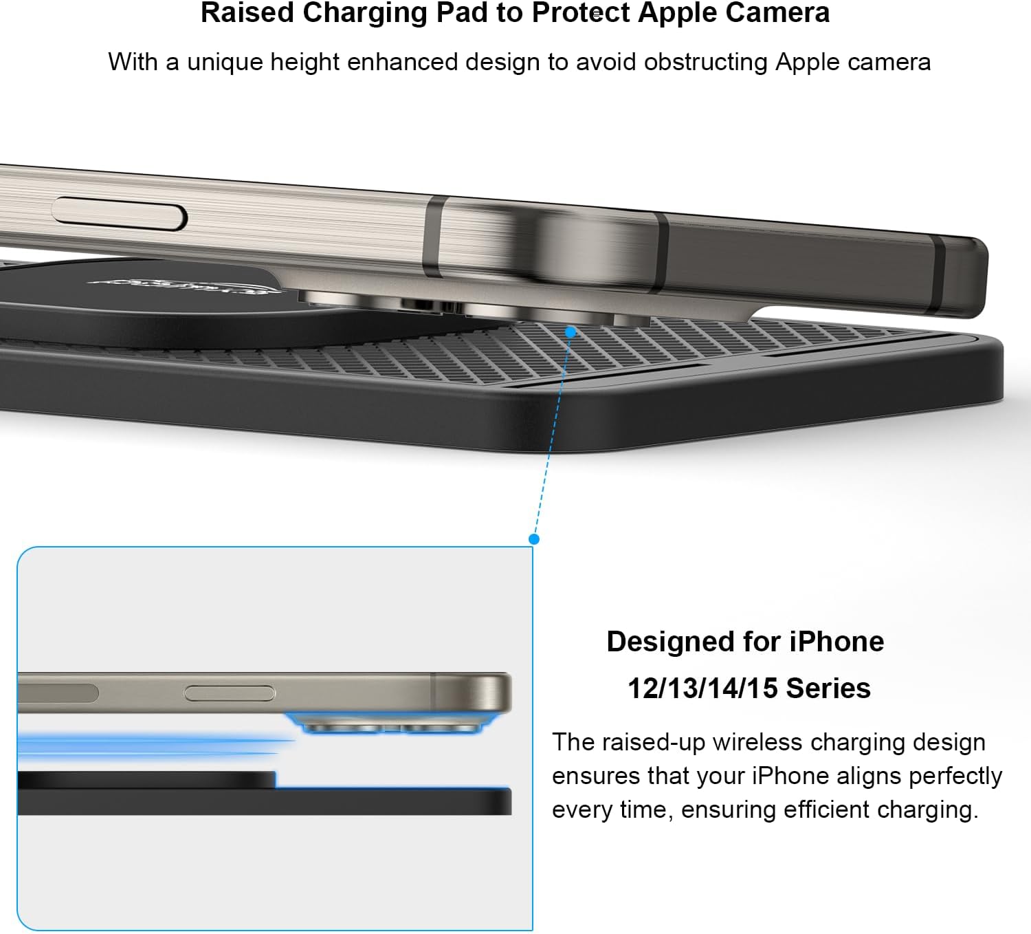 Magnetic Wireless Car Charger Pad, REESTECQI 15W Wireless Charging Pad for Magsafe Charger Wireless Charger for Car Non Slip Type C with 40W Car Charger for iPhone 16/15/14/13/12, Airpods (30CM Cable) - Image 4