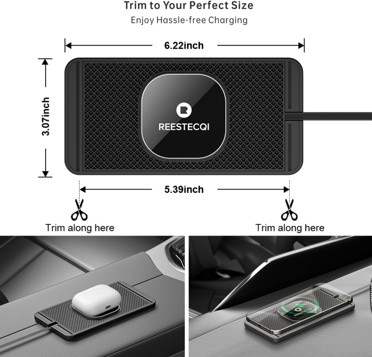 Magnetic Wireless Car Charger Pad, REESTECQI 15W Wireless Charging Pad for Magsafe Charger Wireless Charger for Car Non Slip Type C with 40W Car Charger for iPhone 16/15/14/13/12, Airpods (30CM Cable) - Image 6