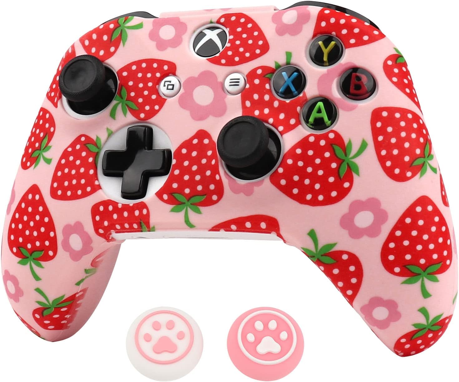 RALAN Controller Skin for Xbox One, Anti-Slip Silicone Controller Cover Protector Case Compatible for Xbox 1 Wireless/Wired Gamepad Joystick with 2 Cute Thumb Grips Caps.