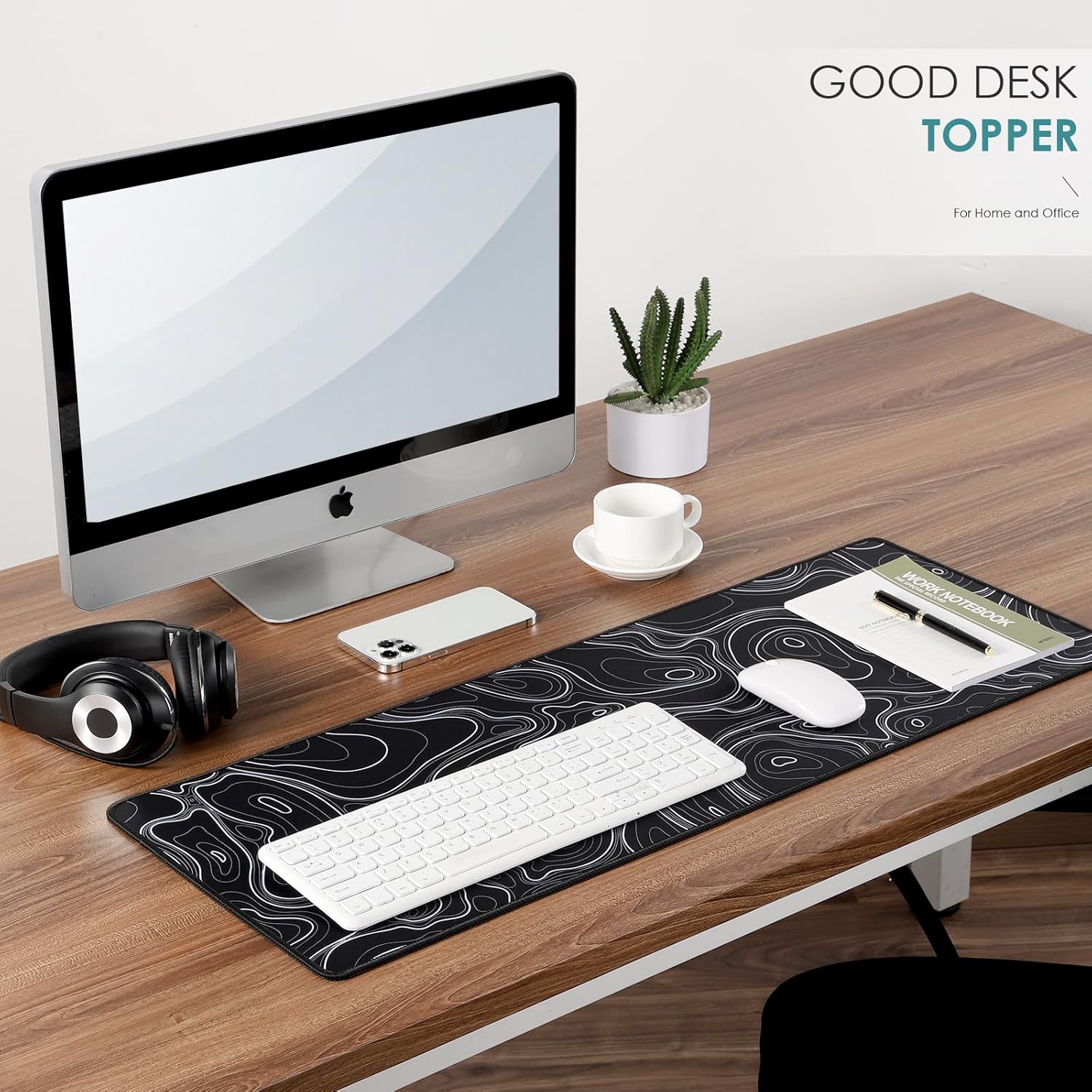 Topographic Map Waterproof Mouse Pad - Extended Contour Mouse Mat for Home and Office, Large Gaming Mousepad Laptop Keyboard Mat with Non-Slip Rubber Base, Stitched Edges (31.50"x11.81"x0.12") - Image 5