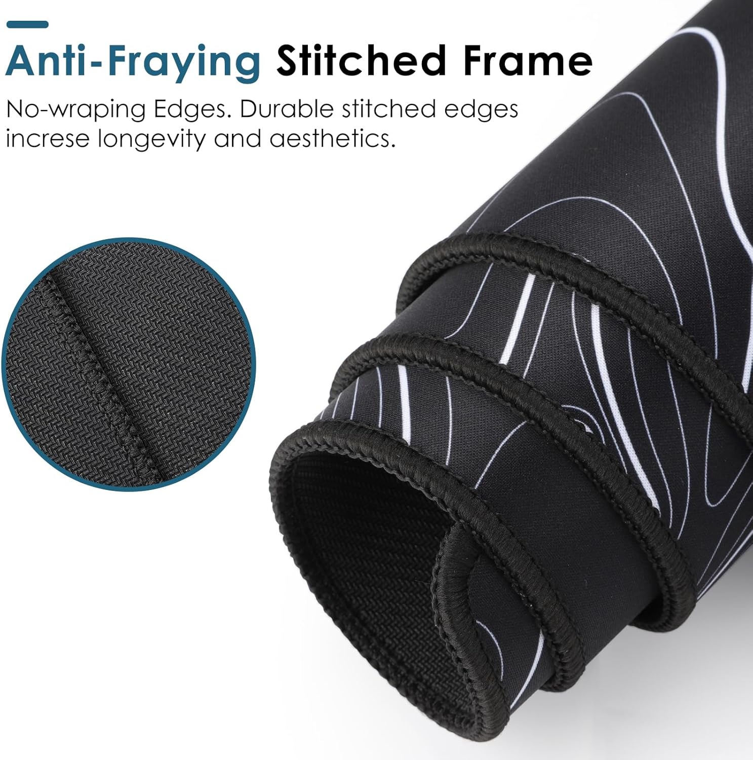 Topographic Map Waterproof Mouse Pad - Extended Contour Mouse Mat for Home and Office, Large Gaming Mousepad Laptop Keyboard Mat with Non-Slip Rubber Base, Stitched Edges (31.50"x11.81"x0.12") - Image 6