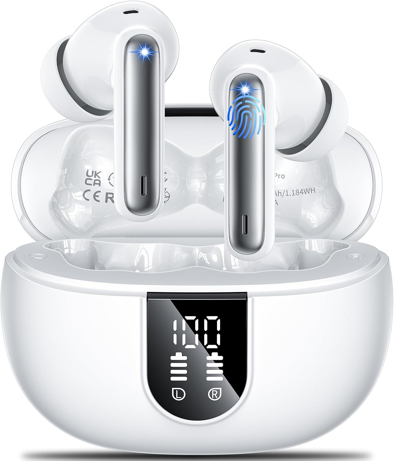 Wireless Earbuds,Bluetooth 5.3 Headphones with 4 ENC Noise Cancelling Mic,HiFi Stereo Deep Bass in-Ear Earphones,40H Playtime Wireless Ear Buds,IPX8 Waterproof Bluetooth Earbuds for iPhone/Android/Pad